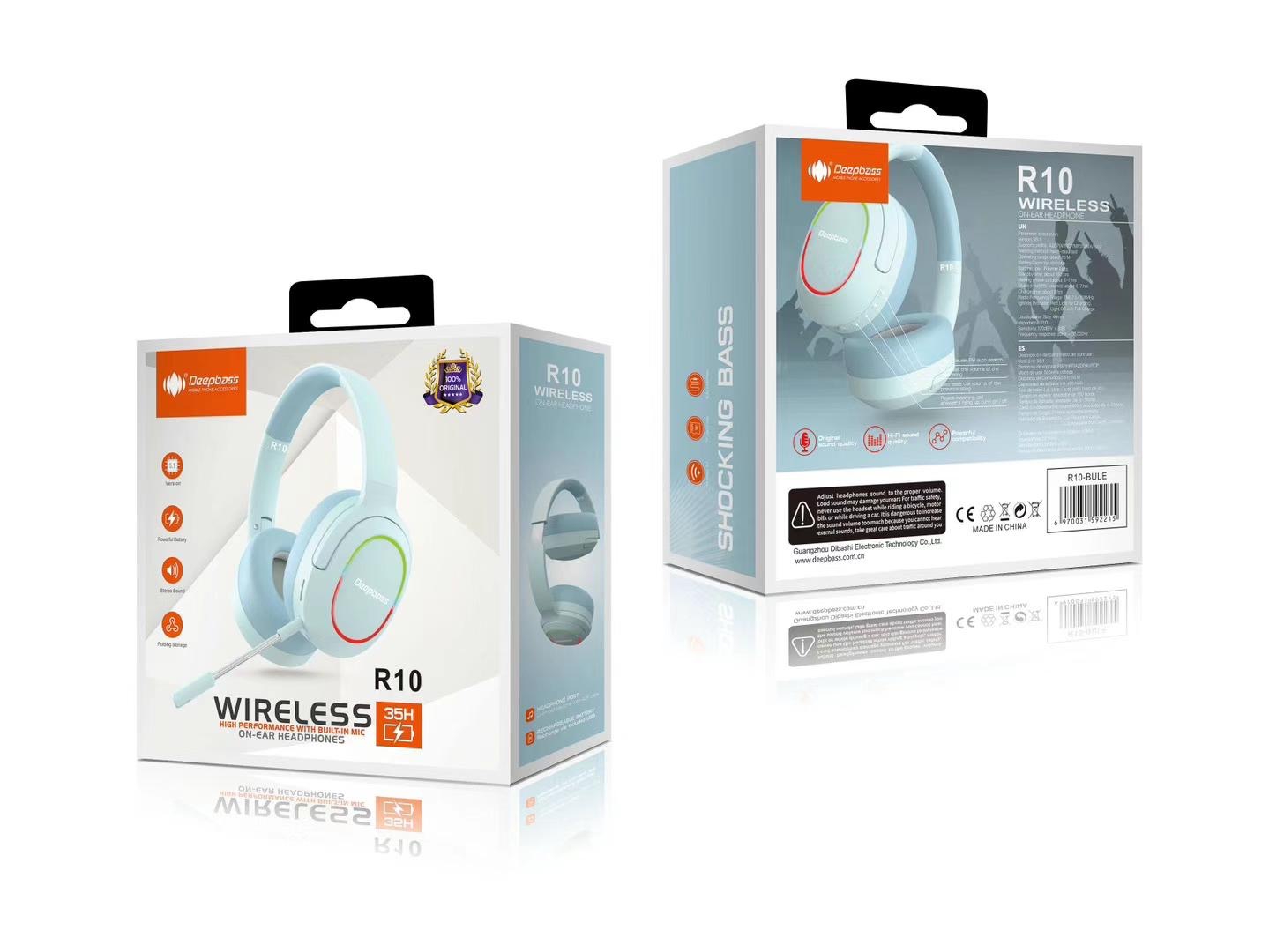 Auriculares Inalambricos Wireless Auricular Diadema inalámbricos Micrófono Portátil Deepbass R10 - Imagen 2